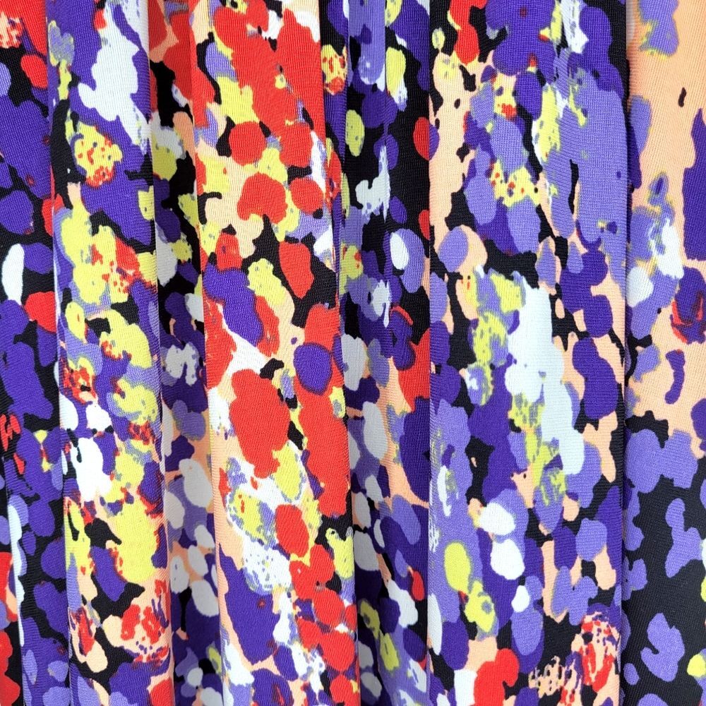 ELLE Maxi Dress Purple Red Yellow Small Lace Abstract Long Sleeveless Geometric - Picture 6 of 9